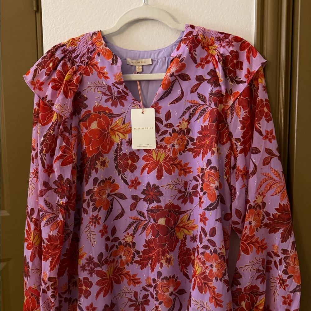 Skies Are Blue Purple and Red Floral Dress